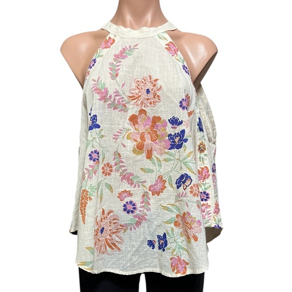 Free People Floral Halter Neck Mimi Tunic Top - Multicolor M NWT - Picture 1 of 3